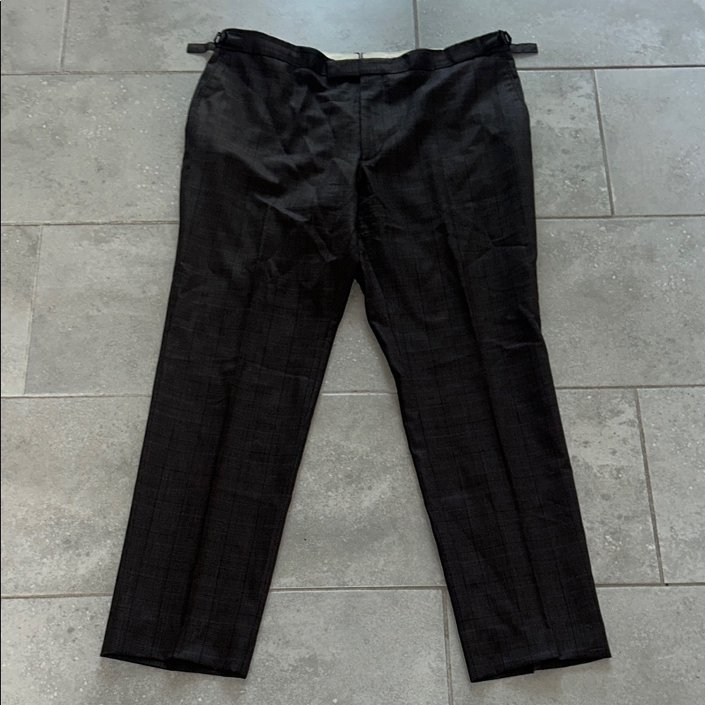 charles tyrwhitt slim fit Black Plaid Trousers 100% wool size 40